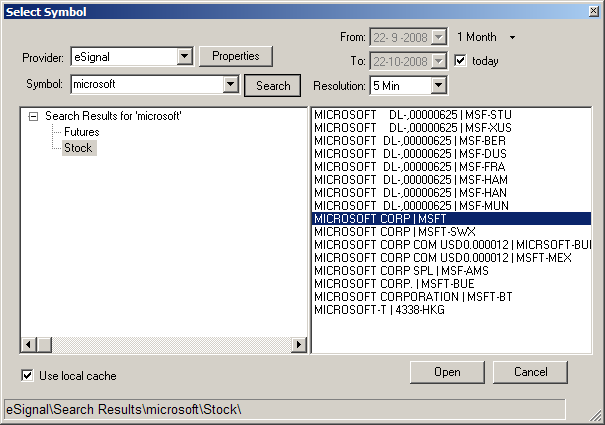 Symbol Search screenshot